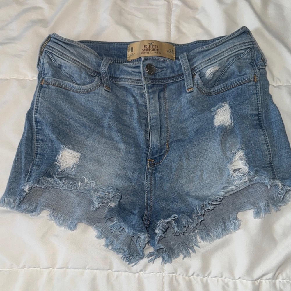 Hollister Blue Jean Shorts Distressed Vintage Style